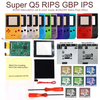 Для GBP IPS Q5 Комплекты ЖК-Модов с Подсветкой Замена Экрана дисплея Разрывы Стеклянной Оболочки OSD Для Карманной Консоли Gameboy Аксессуары
