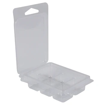 100 упаковок форм для расплавления восковых раковин, квадратный, с 6 полостями, прозрачный пластиковый кубический лоток для изготовления свечей и мыла