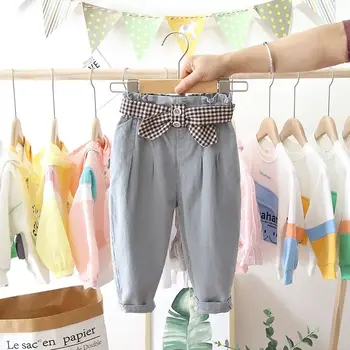 Детские штаны для девочек, весна и осень 2023, Новые детские повседневные брюки из чистого хлопка, модные детские брюки-пиджаки