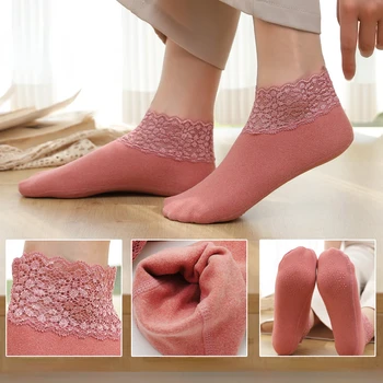 Теплые кружевные носки для детей, Немецкий бархатный зимний послеродовой напольный носок, Плюшевые утолщенные противоскользящие силиконовые носки