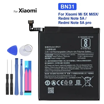 Аккумулятор мобильного телефона для Xiaomi Redmi Note 5A Prime S2 Аккумулятор Xiao Mi 5X A1 Mi5X BN31 Для Redmi Note5A Pro/prime Y1 MiA1 S2