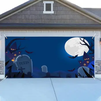Украшение гаражных ворот на Хэллоуин, жуткий фон для вечеринки на Хэллоуин, Тканевый гобелен для украшения гаража
