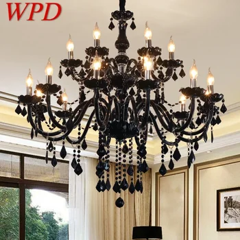 Хрустальный Подвесной светильник WPD в европейском стиле, лампа с черной свечой, Роскошная Люстра для гостиной, ресторана, спальни, виллы