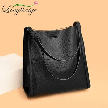 Простые Женские сумки большой емкости 2023, Роскошные дизайнерские повседневные сумки через плечо, сумка-тоут из мягкой кожи