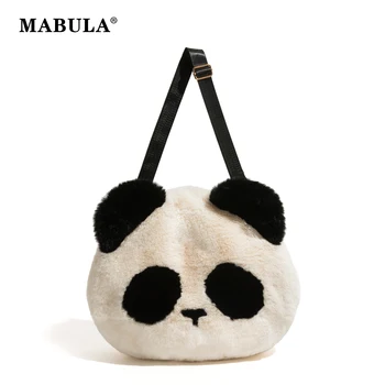 MABULA Уникальная сумка-слинг для девочки-панды Милой формы из искусственного меха через плечо, женская сумка через плечо большой емкости