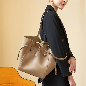 2024 Роскошная брендовая кожаная женская сумка на одно плечо, модная сумка-тоут большой емкости, кошельки и сумочки-Ведерки