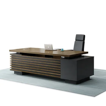 Дизайн L-образной формы Офис-менеджер Деревянная мебель для рабочего стола Генеральный директор Стол Черный компьютерный стол офисные столы